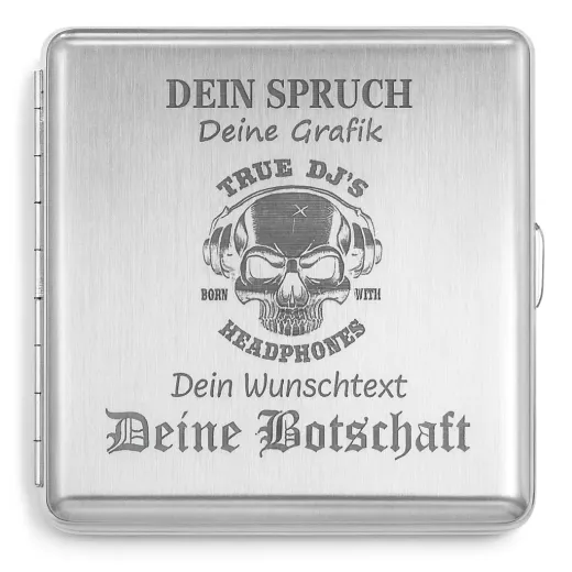 Zigarettenetui mit Gravur für 20 Zigaretten WUNSCHTEXT • Silber gebürstet • Diamantgravur