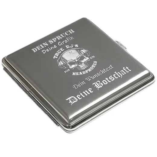 Zigarettenetui mit Gravur für 20 Zigaretten WUNSCHTEXT • Silber gebürstet • Diamantgravur