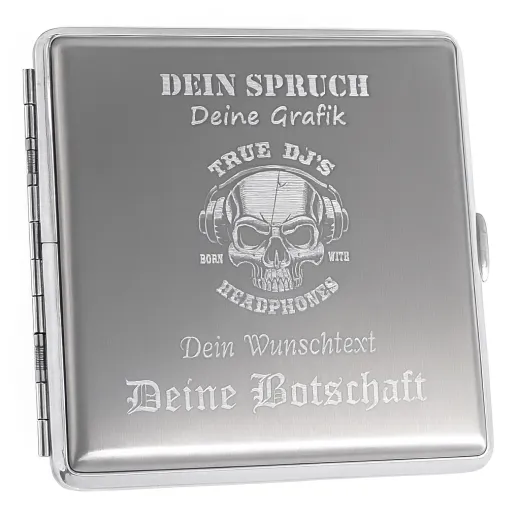 Zigarettenetui mit Gravur für 20 Zigaretten WUNSCHTEXT • Silber gebürstet • Diamantgravur