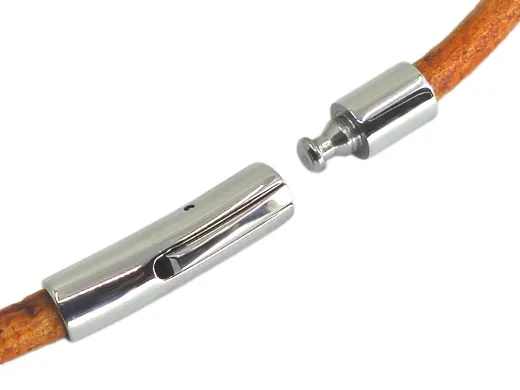 Bajonettverschluss aus Edelstahl für Schnüre Ø 4,0 mm 23 × 5 mm, Farbton silber glänzend