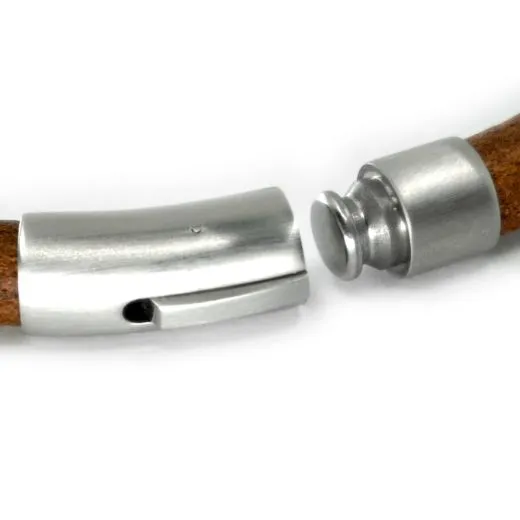 Lederarmband Ø 8 mm mit Edelstahl Bajonettverschluss mattiert • Farbauswahl