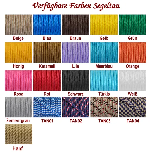 Segeltau Armband Ø 2 x 6 mm mit Edelstahl Bajonettverschluss • Farbauswahl