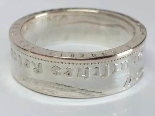 Münzring Deutsches Reich 2 Reichsmark Adler 1936-39 Silber 625er Größe 52 bis 60 • Finish Silber