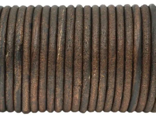 Lederschnur rund Ø 3,0 mm Vintage Braun 1 Meter