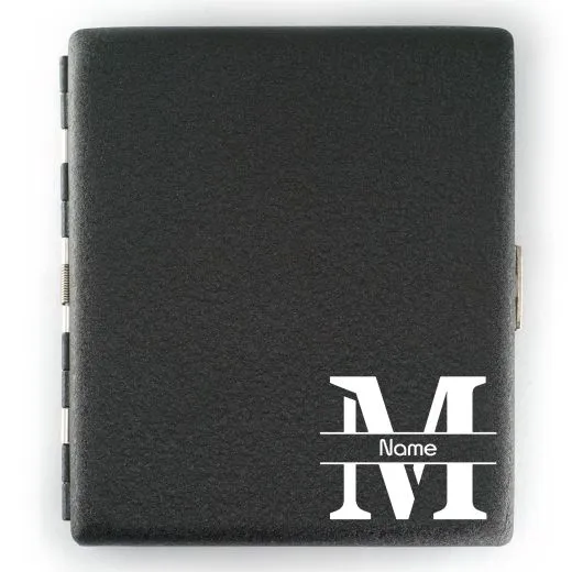 Zigarettenetui mit Gravur für 16 Zigaretten MONOGRAMM 02 • Schwarz matt Grobstruktur • Lasergravur