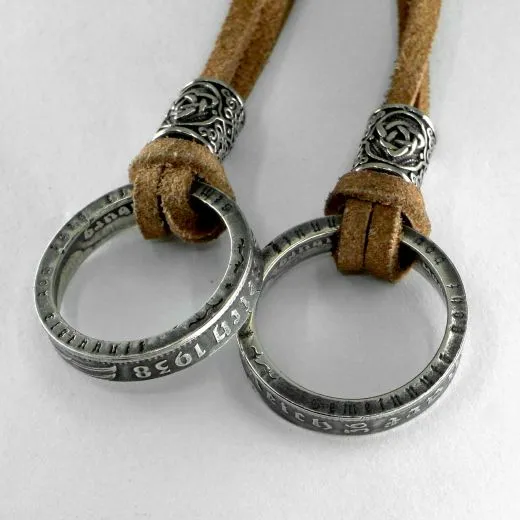 Münzanhänger 5 Reichsmark aus Silber 900er 1935 bis 1939 • Inklusiv Wildlederband und Edelstahl Spacer