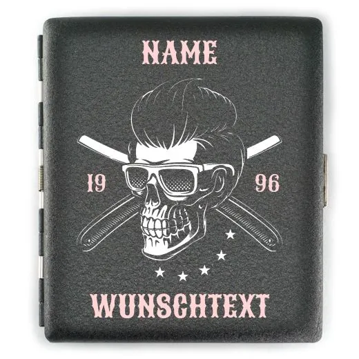 Zigarettenetui SKULL (Motivwahl) für 18 Zigaretten personalisierbar • Schwarz matt Grobstruktur • Lasergravur