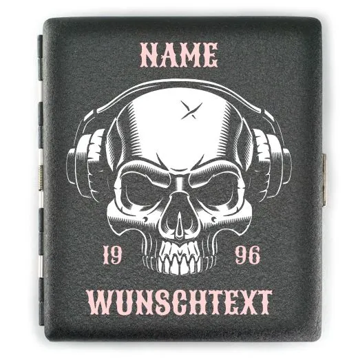 Zigarettenetui SKULL (Motivwahl) für 18 Zigaretten personalisierbar • Schwarz matt Grobstruktur • Lasergravur