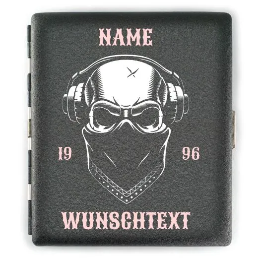 Zigarettenetui SKULL (Motivwahl) für 18 Zigaretten personalisierbar • Schwarz matt Grobstruktur • Lasergravur