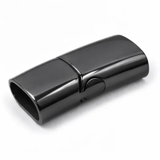 Magnetverschluss Edelstahl für Schnüre 2 x Ø 4,0 mm • Schwarz glänzend