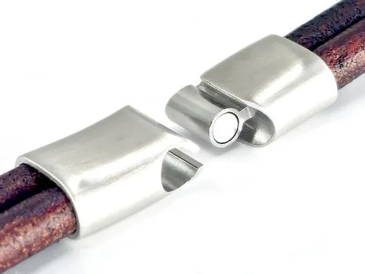 Magnetverschluss Edelstahl für Schnüre 2 x Ø 4,0 mm • Silber matt