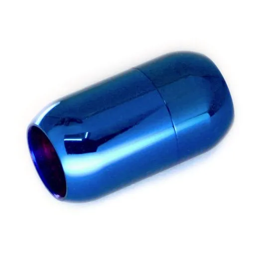 Magnetverschluss Edelstahl für Schnüre Ø 8,0 mm • Blau glänzend