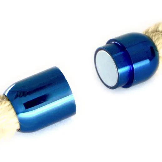 Magnetverschluss Edelstahl für Schnüre Ø 8,0 mm • Blau glänzend