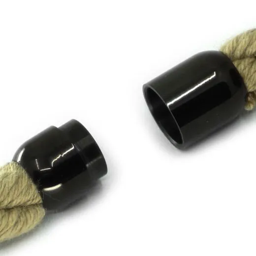 Magnetverschluss Edelstahl für Schnüre Ø 4,0 mm • Schwarz glänzend