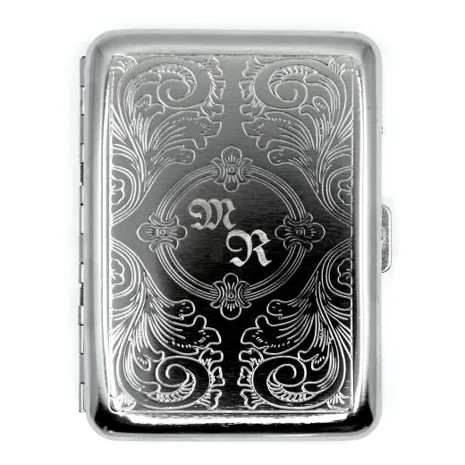 Zigarettenetui mit Gravur für 14 Zigaretten INITIALEN • Chrom • Diamantgravur