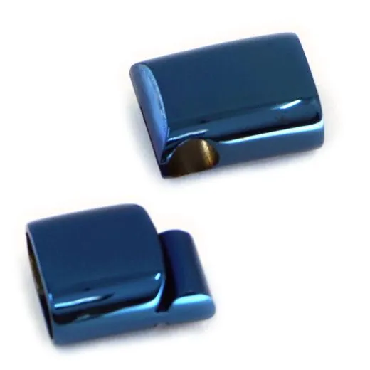 Magnetverschluss Edelstahl für Schnüre 2 x Ø 4,0 mm • Blau glänzend