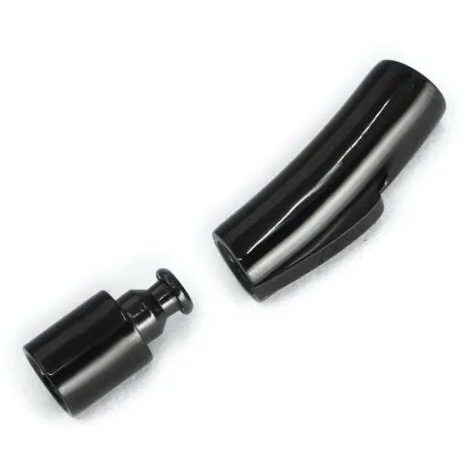 Bajonettverschluss Edelstahl für Schnüre Ø 5,0 mm 30 x 7 mm • Schwarz glänzend