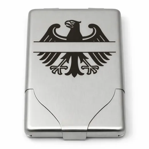 Zigarettenetui mit Gravur für 8 Zigaretten Motiv ADLER Farbe silber gebürstet • Personalisierbar