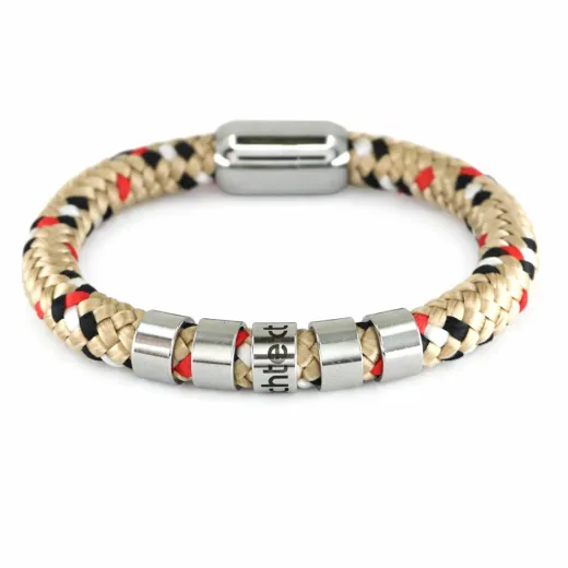 Segeltau Armband Ø 8 mm mit Edelstahl Magnetverschluss und Beads • Personalisierbar, Farbauswahl