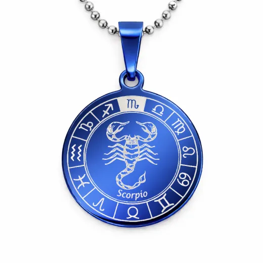 Anhänger Rohling Edelstahl Rund 30 mm • Personalisierbar, Farbton Blau