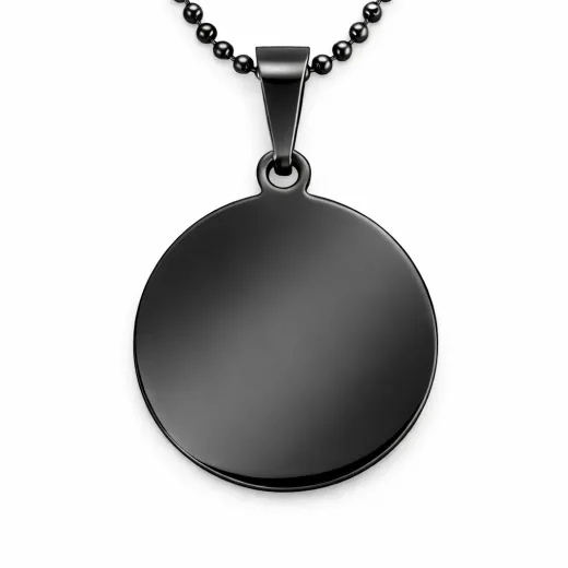 Anhänger Rohling Edelstahl Rund 30 mm • Personalisierbar, Farbton Schwarz