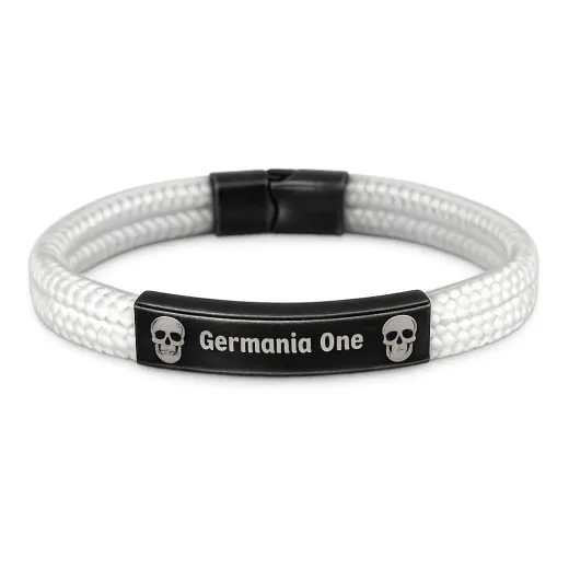 Segeltau Armband 2 x Ø 4 mm mit Edelstahl Magnetverschluss und Gravurplatte, Vintage • Personalisierbar, Farbauswahl