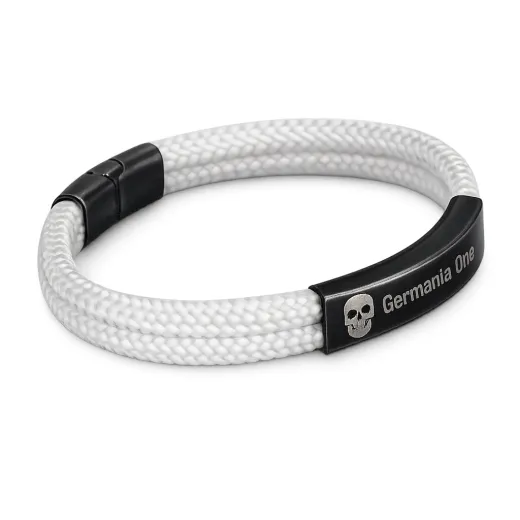 Segeltau Armband 2 x Ø 4 mm mit Edelstahl Magnetverschluss und Gravurplatte, Vintage • Personalisierbar, Farbauswahl