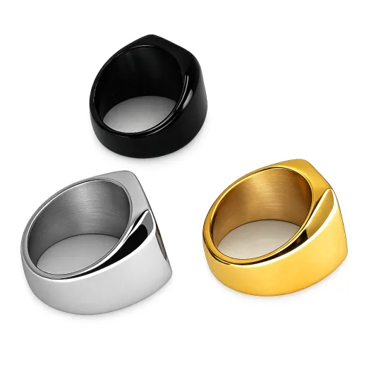 Personalisierter Siegelring aus Edelstahl mit Monogramm-Gravur – in Silber, Schwarz oder Gold