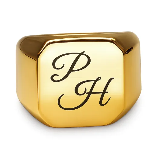 Siegelring Edelstahl mit Monogramm Lasergravur 16x16 mm • Personalisierbar