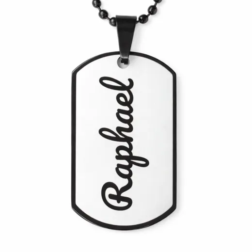 Edelstahl Anhänger Schwarz mit Wunschgravur inkl. 60 cm Kugelkette in schwarz • Personalisierbar