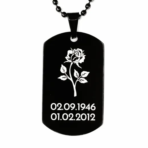 Edelstahl Anhänger Schwarz mit Wunschgravur inkl. 60 cm Kugelkette in schwarz • Personalisierbar