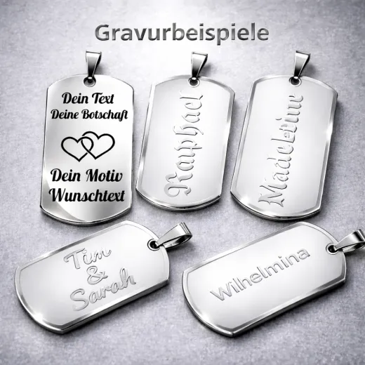 Edelstahl Anhänger Silber mit Wunschgravur inkl. 60 cm Kugelkette in silber • Personalisierbar
