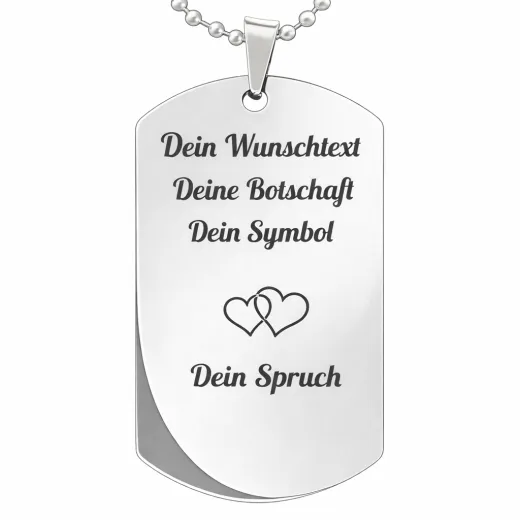 Edelstahl Anhänger Silber mit Foto, Text & Motiv Gravur inkl. 60 cm Kugelkette in silber • Personalisierbar