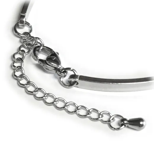 Armband Rohling Edelstahl Rund innen Ø 20 mm • Farbton Silber mit Verlängerungskettchen