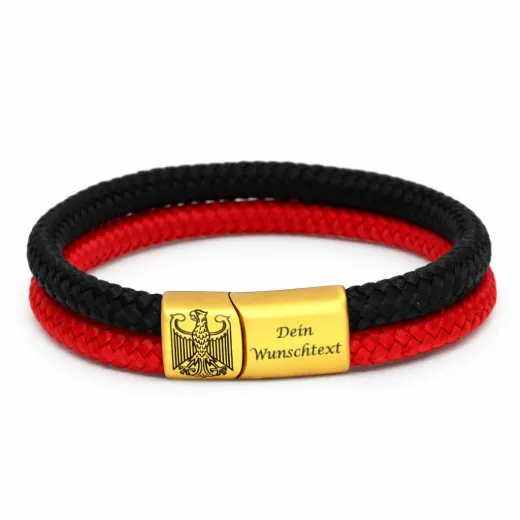 Segeltau Armband DEUTSCHLAND Adler 2 x Ø 6 mm mit Edelstahl Magnetverschluss • Personalisierbar