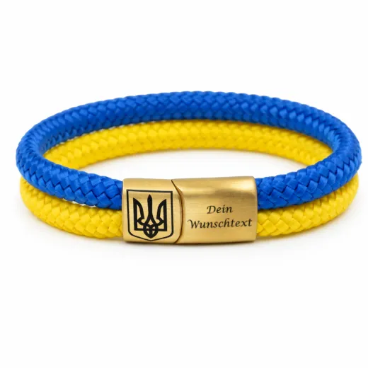 Segeltau Armband UKRAINE Wappen 2 x Ø 6 mm mit Edelstahl Magnetverschluss • Personalisierbar