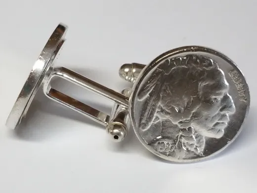 Manschettenknöpfe 5 cents Münze USA (Indianer / Bison) versilbert