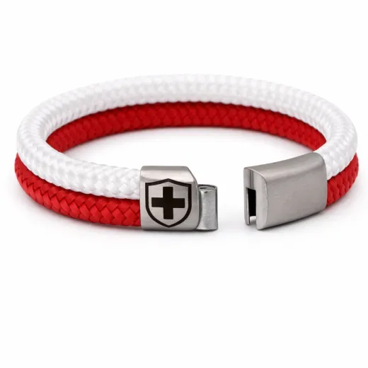 Segeltau Armband SCHWEIZ Kreuz 2 x Ø 6 mm mit Edelstahl Magnetverschluss • Personalisierbar