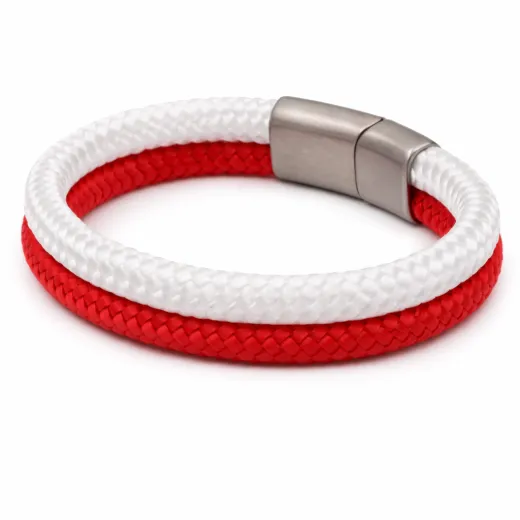 Segeltau Armband SCHWEIZ Kreuz 2 x Ø 6 mm mit Edelstahl Magnetverschluss • Personalisierbar