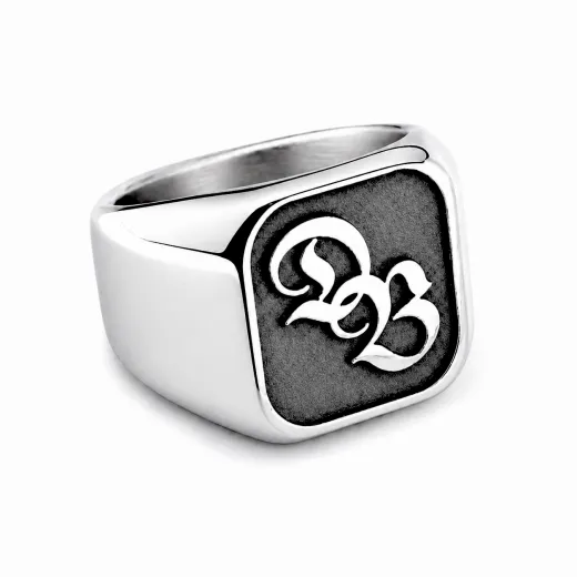 Siegelring Edelstahl mit Monogramm Tiefengravur 16x16 mm • Personalisierbar