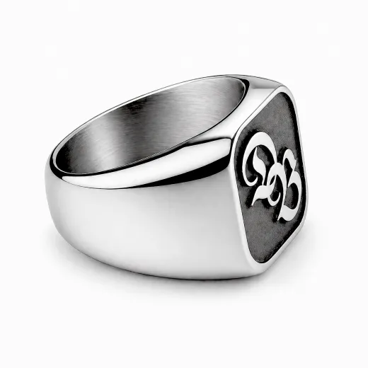 Siegelring Edelstahl mit Monogramm Tiefengravur 16x16 mm • Personalisierbar