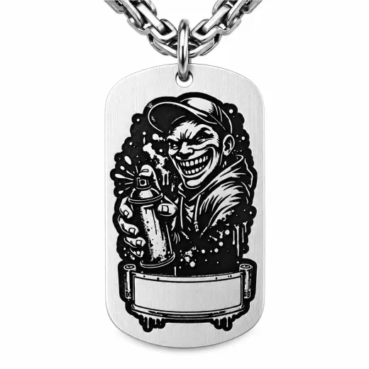 Anhänger Dog Tag aus Edelstahl mit Tiefengravur, Motiv Sprayer, mit Wunschgravur