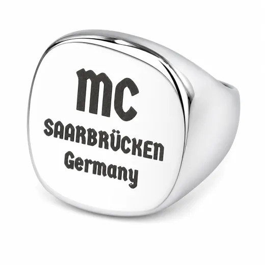 Siegelring aus Edelstahl XXL mit individueller Lasergravur 23 x 23 mm, inklusive Gravur - Oben