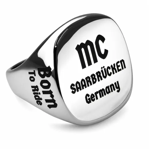 Siegelring aus Edelstahl XXL mit individueller Lasergravur 23 x 23 mm, inklusive Gravur - Oben, Rechts, Links