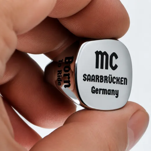 Siegelring aus Edelstahl XXL mit individueller Lasergravur 23 x 23 mm, inklusive Gravur - Oben, Rechts, Links