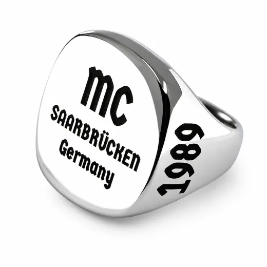 Siegelring aus Edelstahl XXL mit individueller Lasergravur 23 x 23 mm, inklusive Gravur - Oben, Rechts, Links