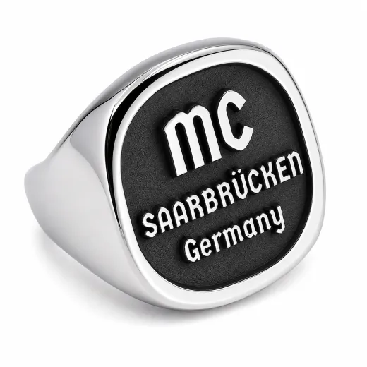 Siegelring aus Edelstahl XXL mit individueller Tiefengravur 23 x 23 mm, inklusive Gravur - Oben