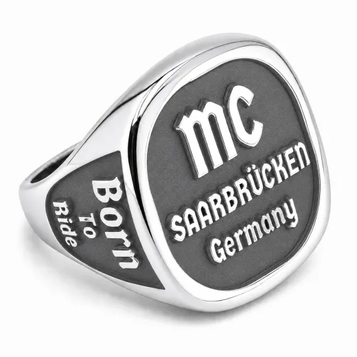 Siegelring aus Edelstahl XXL mit individueller Tiefengravur 23 x 23 mm, inklusive Gravur - Oben, Rechts, Links