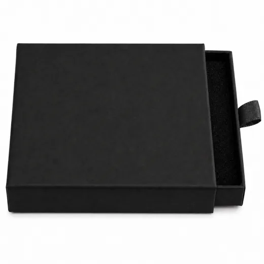 Schmuckschachtel aus Kraftpapier mit Schaumstoffeinlage, 10 × 10 × 2 cm, Farbe Schwarz