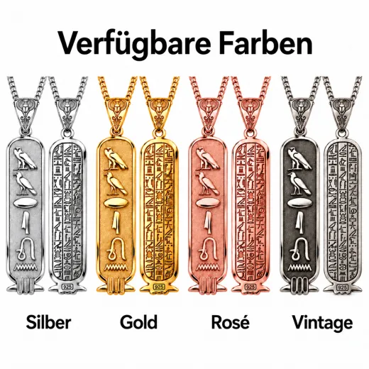 Ägyptische Namenskartusche aus 925 Sterling Silber – personalisiert mit deinem Namen in Hieroglyphen